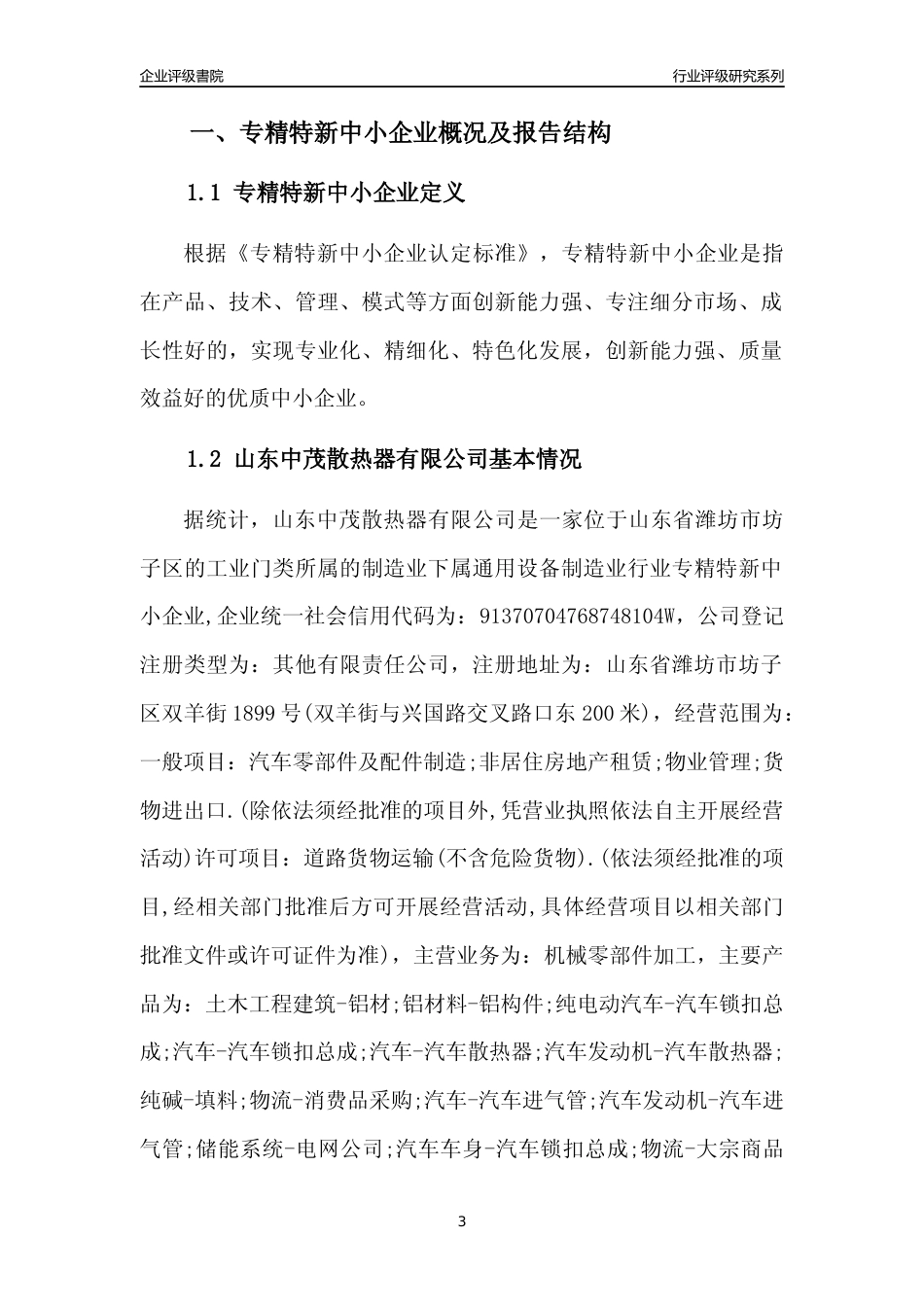 [专精特新]山东中茂散热器有限公司行业竞争力评级分析报告(2023版)_第3页