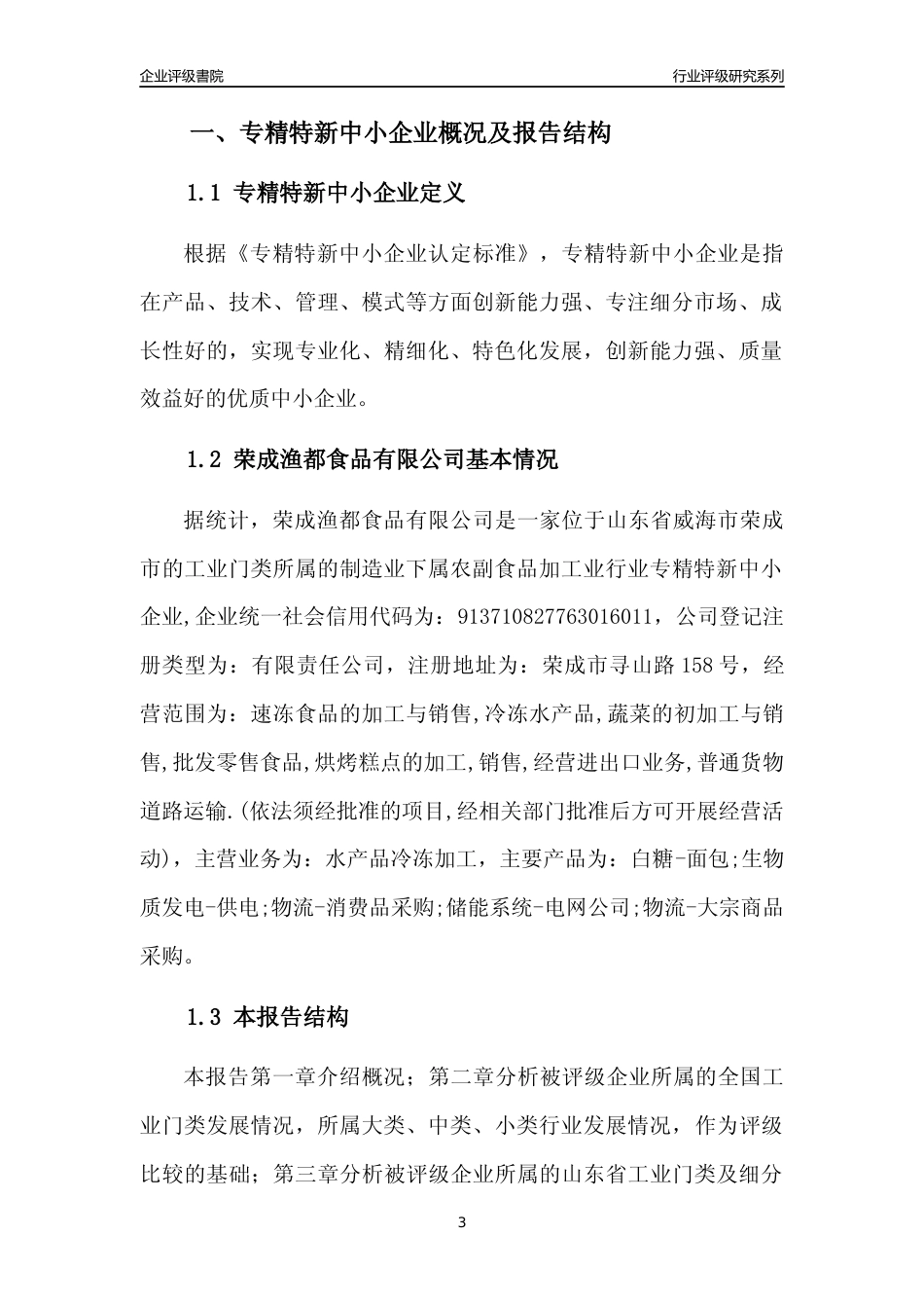 [专精特新]荣成渔都食品有限公司行业竞争力评级分析报告(2023版)_第3页