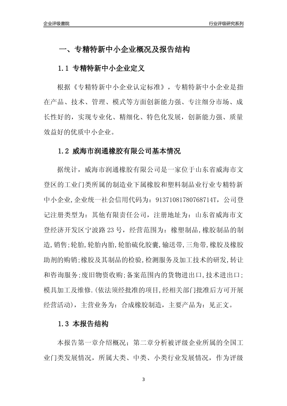 [专精特新]威海市润通橡胶有限公司行业竞争力评级分析报告(2023版)_第3页