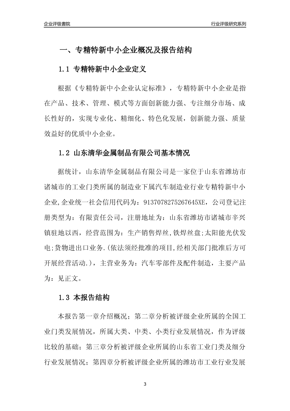 [专精特新]山东清华金属制品有限公司行业竞争力评级分析报告(2023版)_第3页