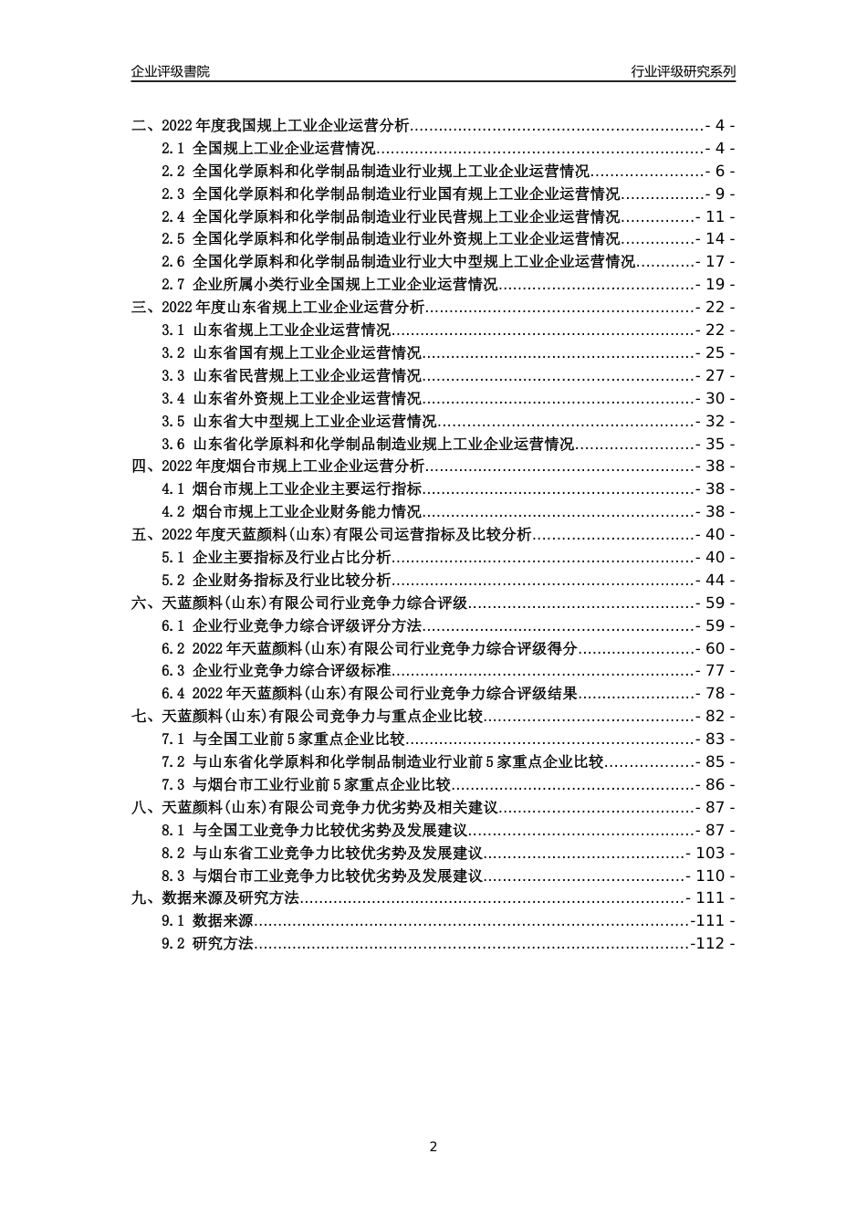 [专精特新]天蓝颜料(山东)有限公司行业竞争力评级分析报告(2023版)_第2页