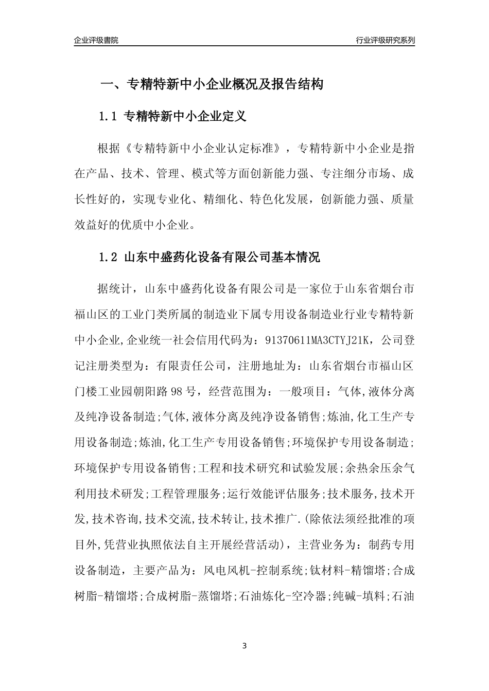 [专精特新]山东中盛药化设备有限公司行业竞争力评级分析报告(2023版)_第3页