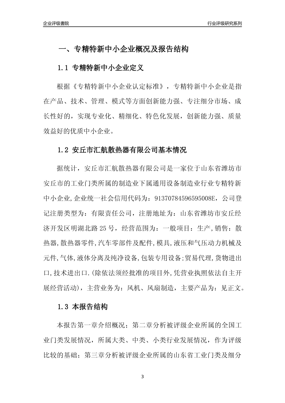 [专精特新]安丘市汇航散热器有限公司行业竞争力评级分析报告(2023版)_第3页