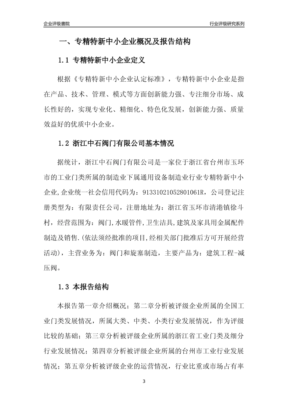 [专精特新]浙江中石阀门有限公司行业竞争力评级分析报告(2023版)_第3页