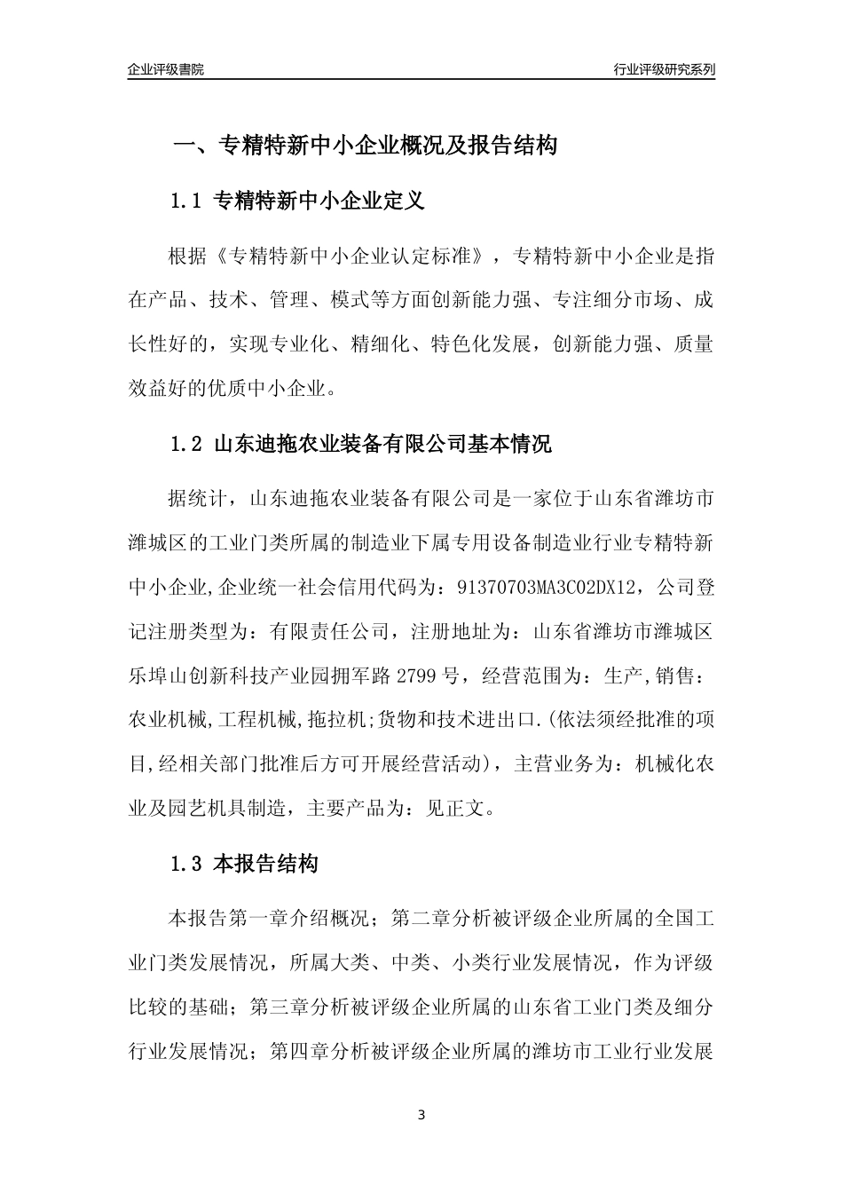 [专精特新]山东迪拖农业装备有限公司行业竞争力评级分析报告(2023版)_第3页