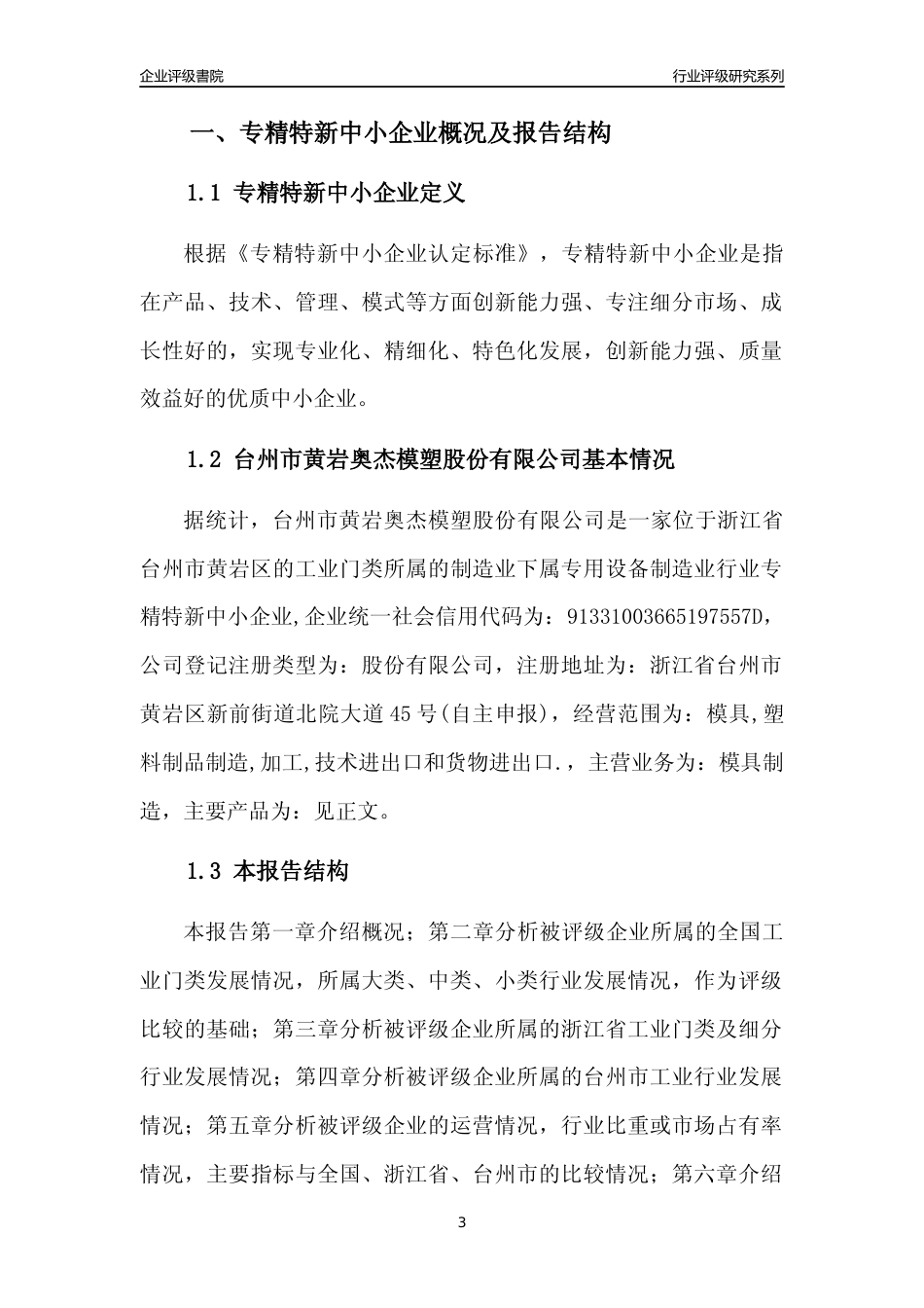 [专精特新]台州市黄岩奥杰模塑股份有限公司行业竞争力评级分析报告(2023版)_第3页