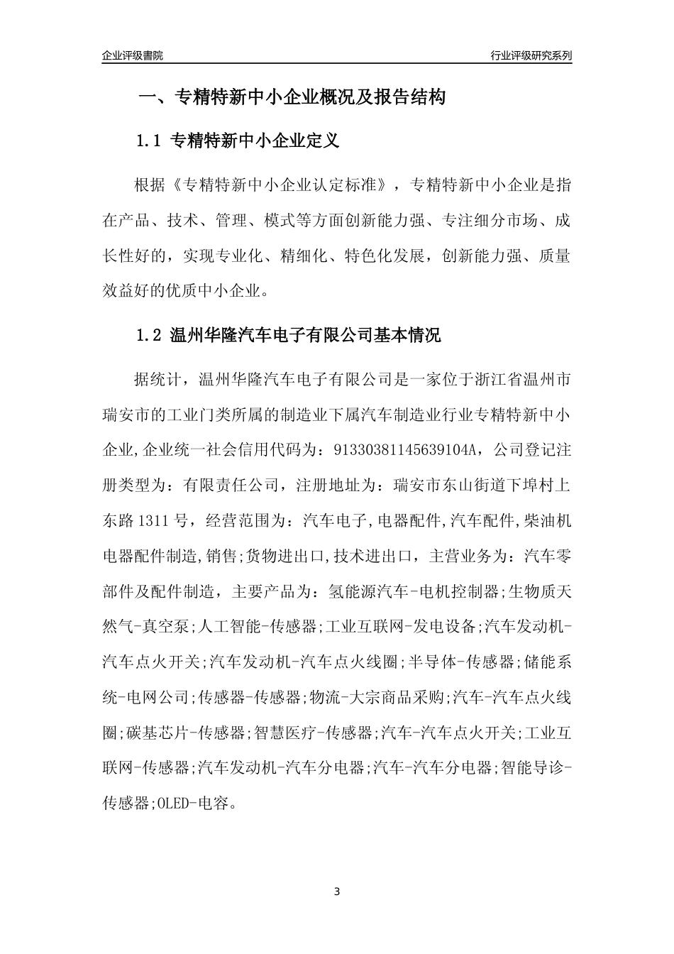 [专精特新]温州华隆汽车电子有限公司行业竞争力评级分析报告(2023版)_第3页