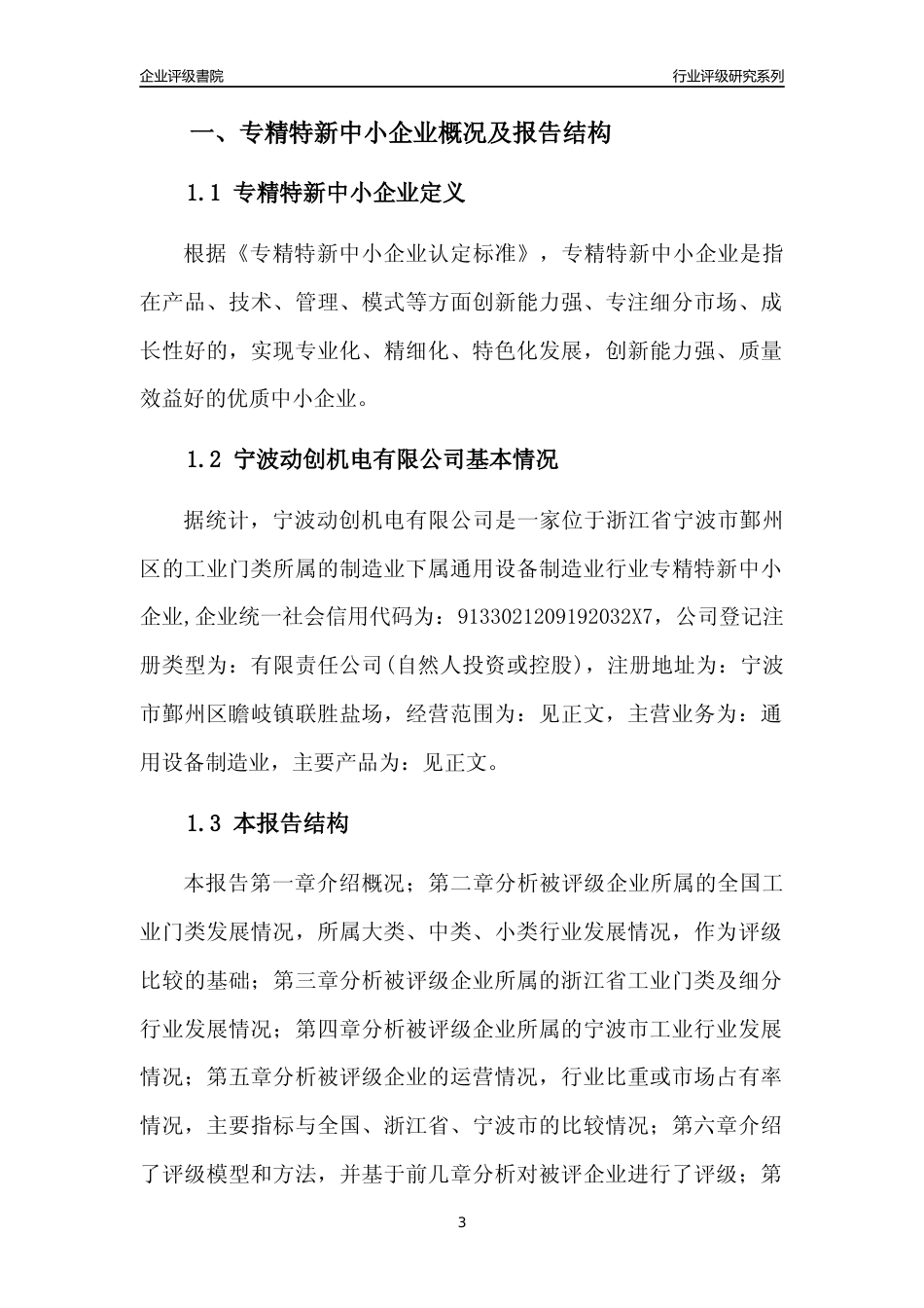 [专精特新]宁波动创机电有限公司行业竞争力评级分析报告(2023版)_第3页