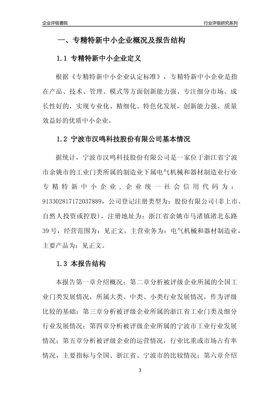 [专精特新]宁波市汉鸣科技股份有限公司行业竞争力评级分析报告(2023版)_第3页