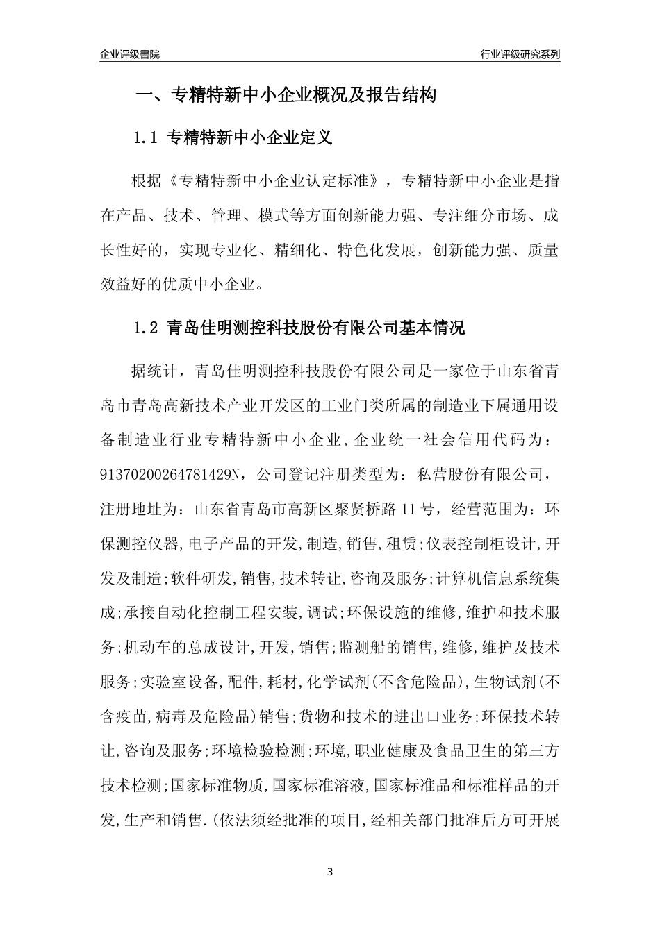 [专精特新]青岛佳明测控科技股份有限公司行业竞争力评级分析报告(2023版)_第3页