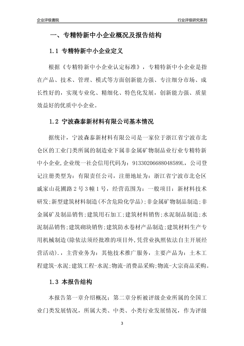 [专精特新]宁波森泰新材料有限公司行业竞争力评级分析报告(2023版)_第3页