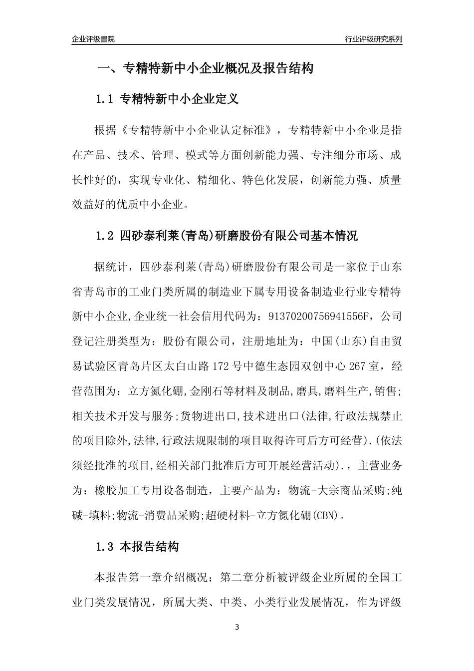 [专精特新]四砂泰利莱(青岛)研磨股份有限公司行业竞争力评级分析报告(2023版)_第3页