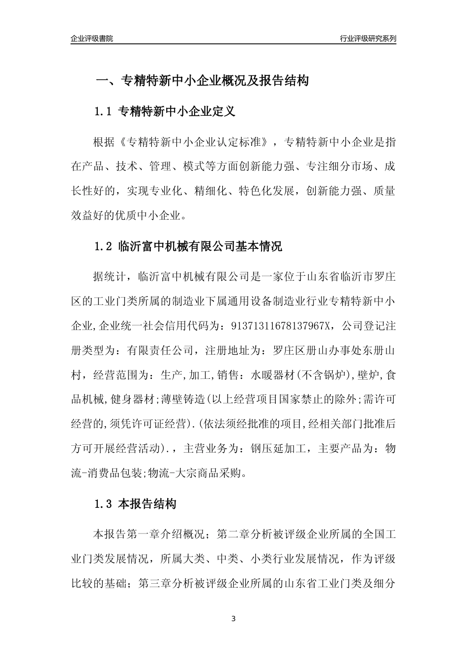 [专精特新]临沂富中机械有限公司行业竞争力评级分析报告(2023版)_第3页