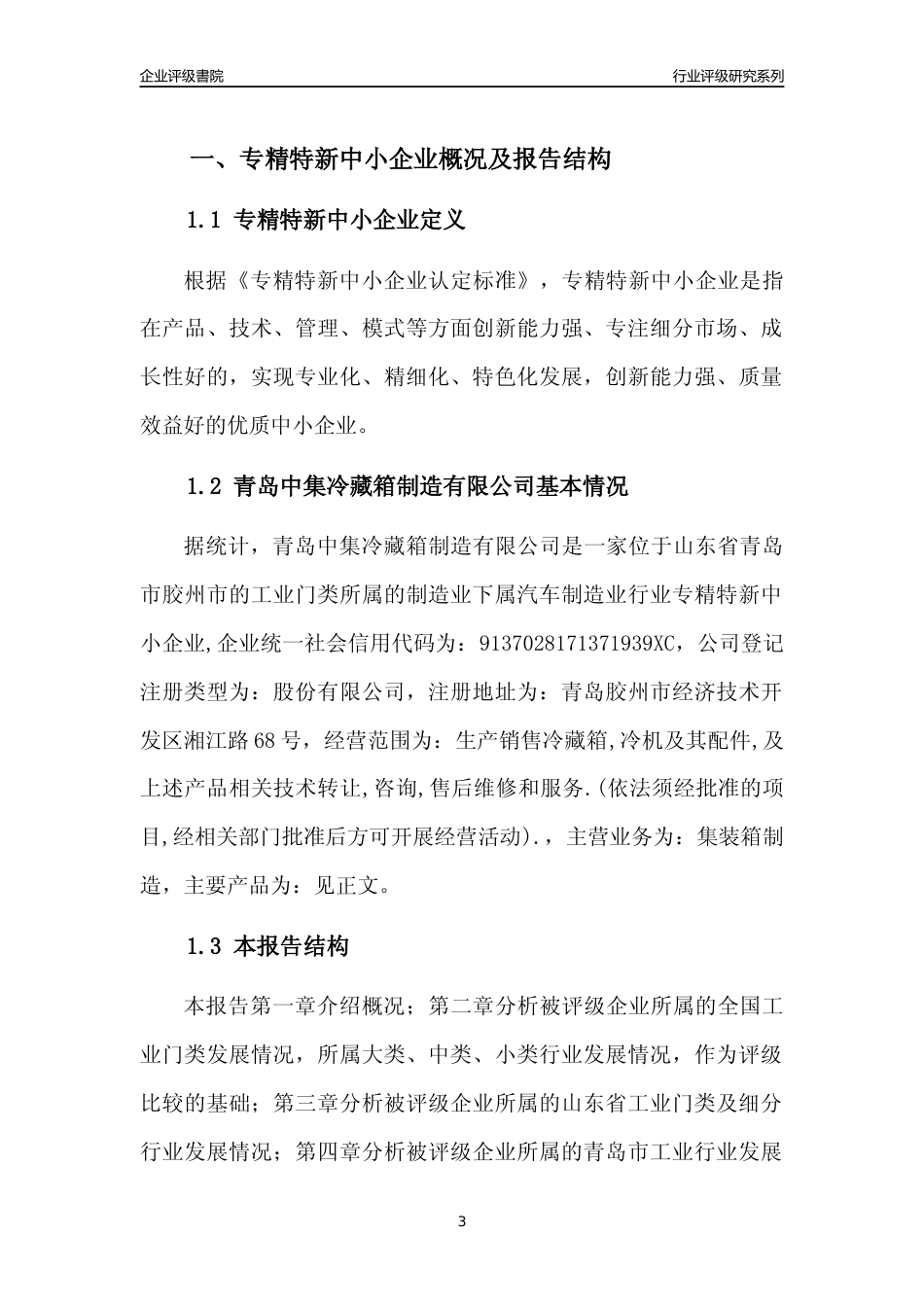 [专精特新]青岛中集冷藏箱制造有限公司行业竞争力评级分析报告(2023版)_第3页
