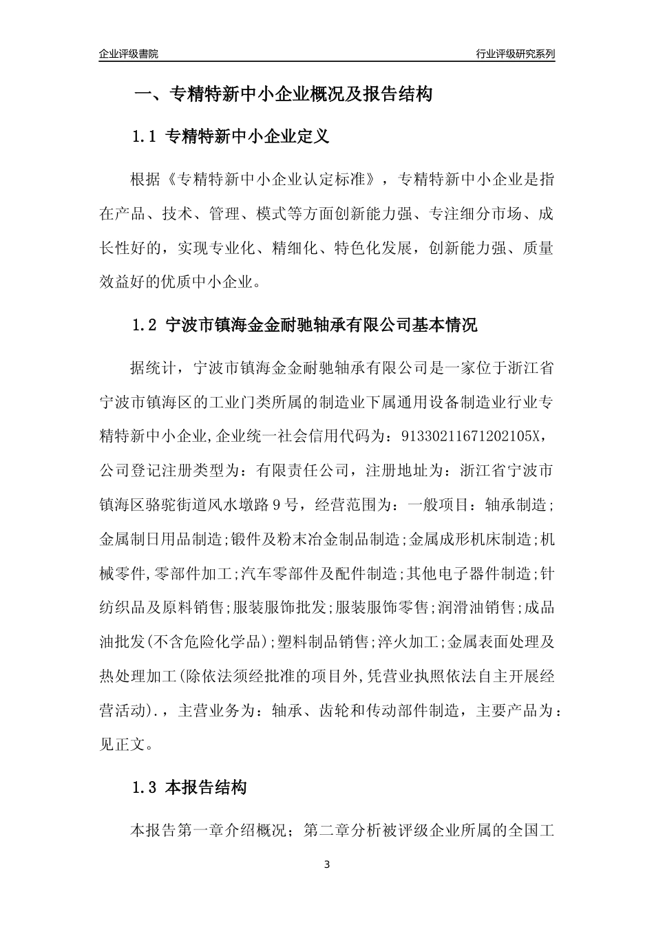 [专精特新]宁波市镇海金金耐驰轴承有限公司行业竞争力评级分析报告(2023版)_第3页