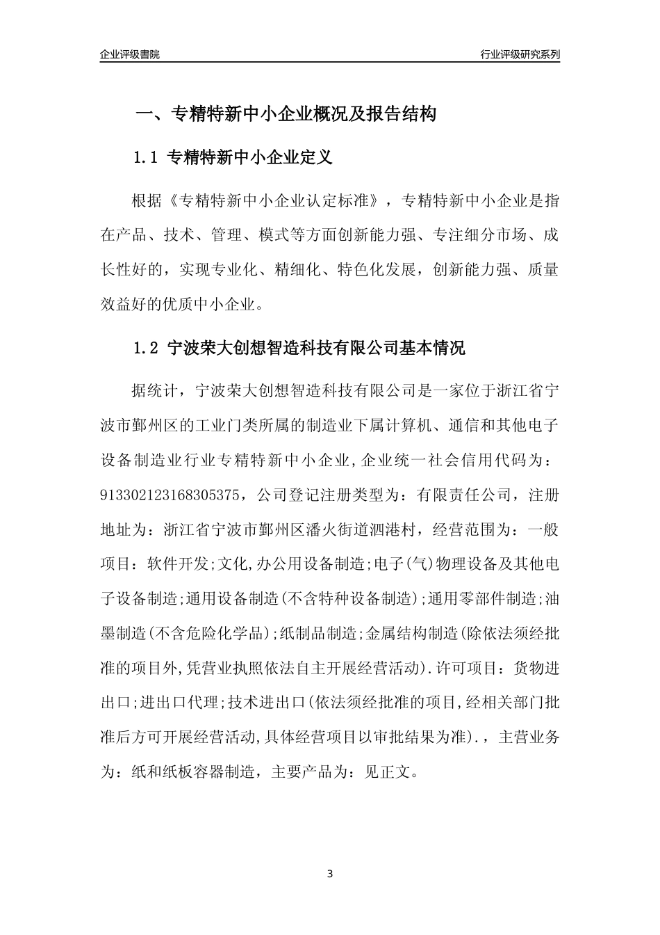 [专精特新]宁波荣大创想智造科技有限公司行业竞争力评级分析报告(2023版)_第3页