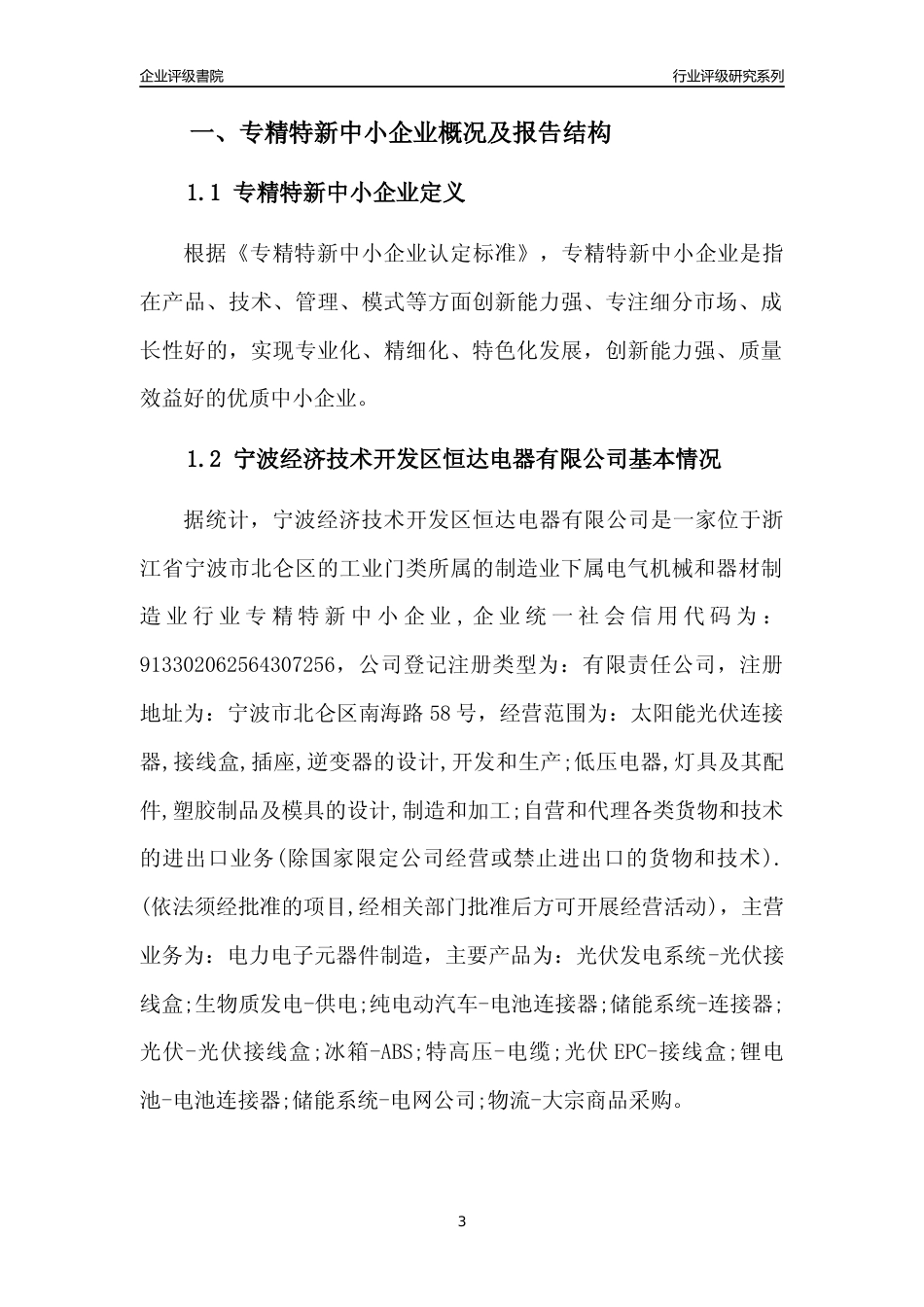 [专精特新]宁波经济技术开发区恒达电器有限公司行业竞争力评级分析报告(2023版)_第3页