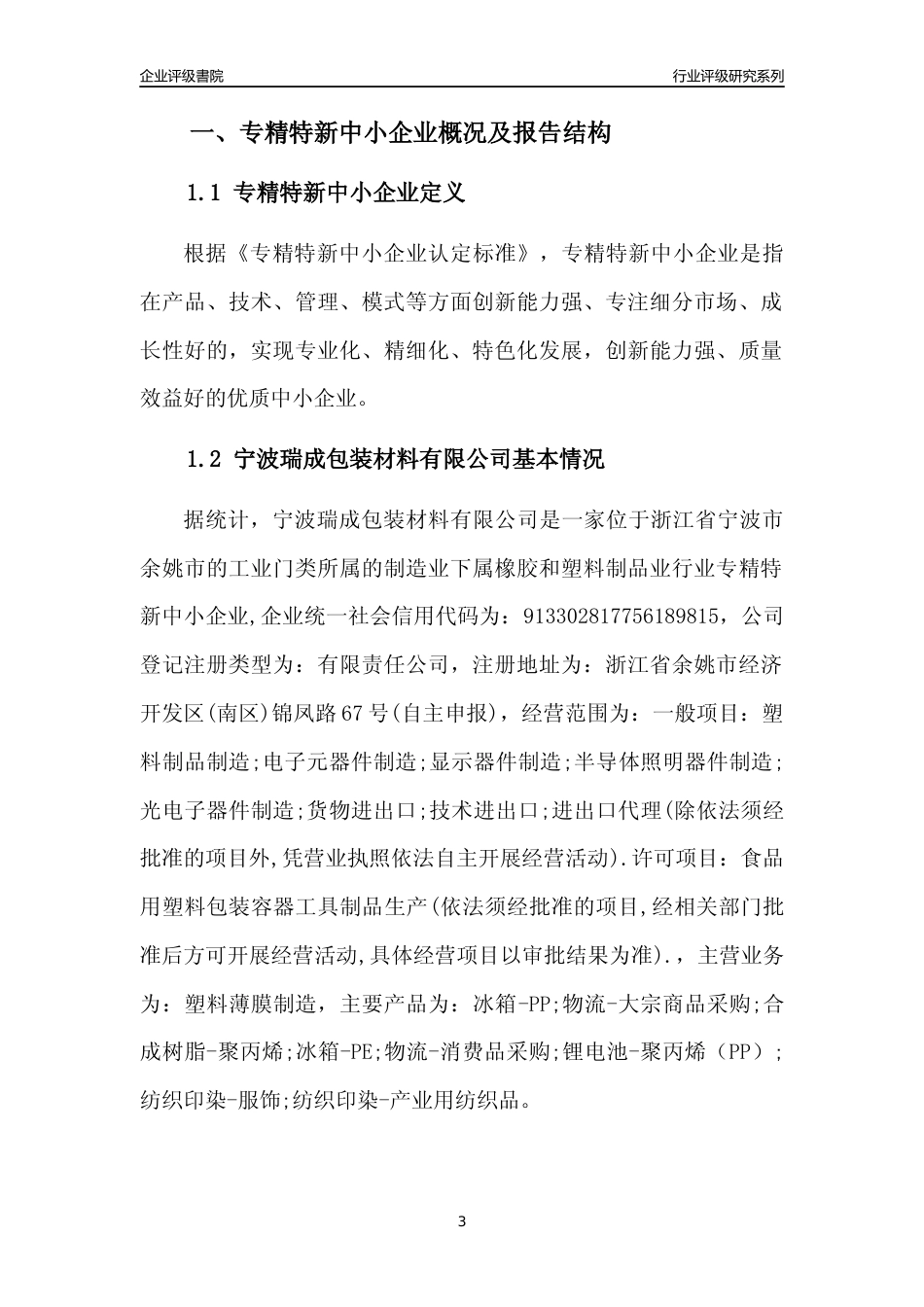 [专精特新]宁波瑞成包装材料有限公司行业竞争力评级分析报告(2023版)_第3页