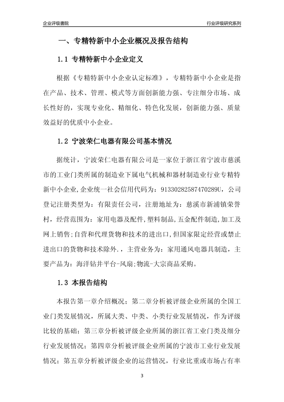 [专精特新]宁波荣仁电器有限公司行业竞争力评级分析报告(2023版)_第3页