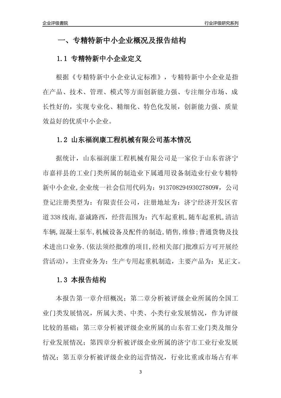 [专精特新]山东福润康工程机械有限公司行业竞争力评级分析报告(2023版)_第3页