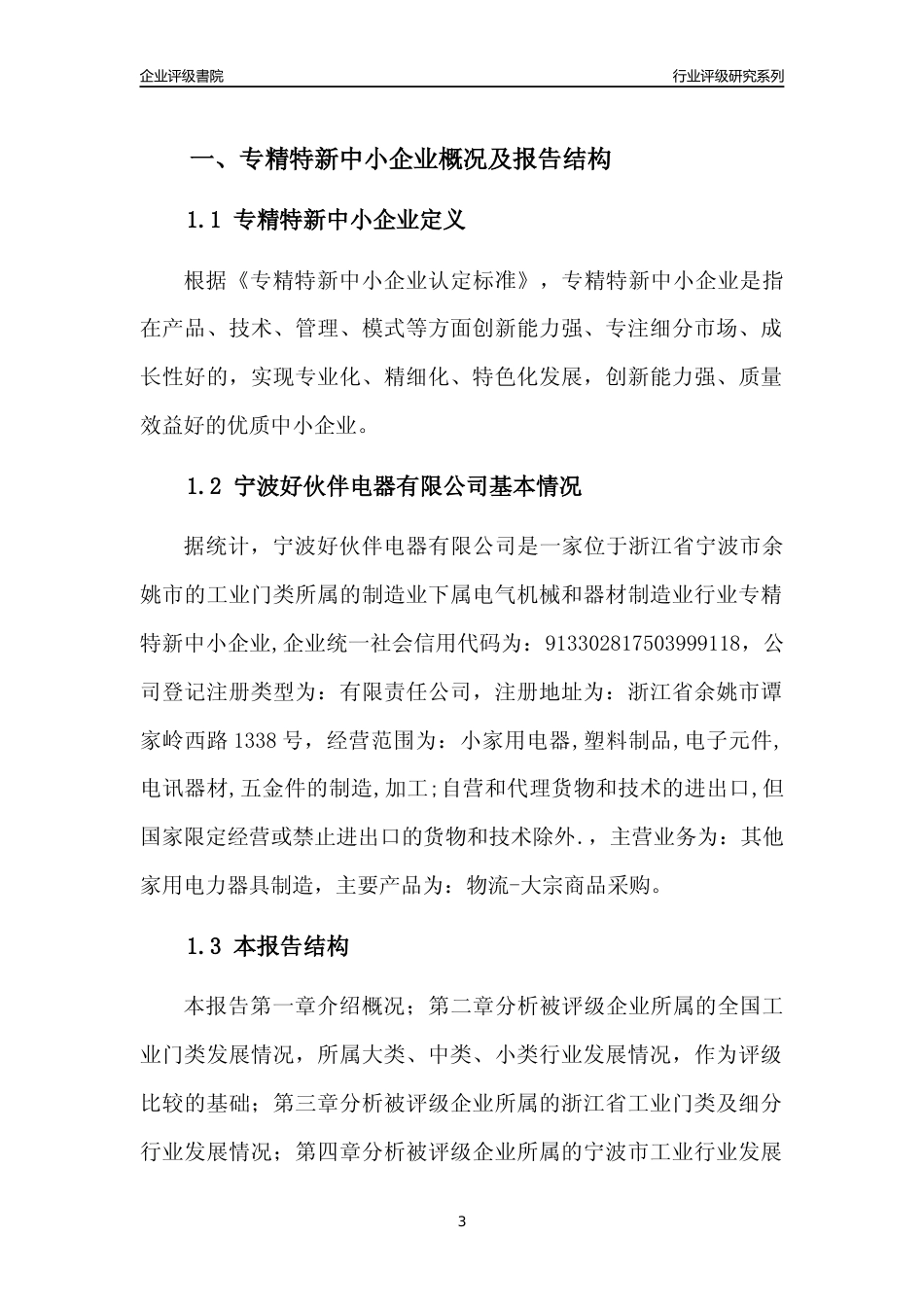 [专精特新]宁波好伙伴电器有限公司行业竞争力评级分析报告(2023版)_第3页