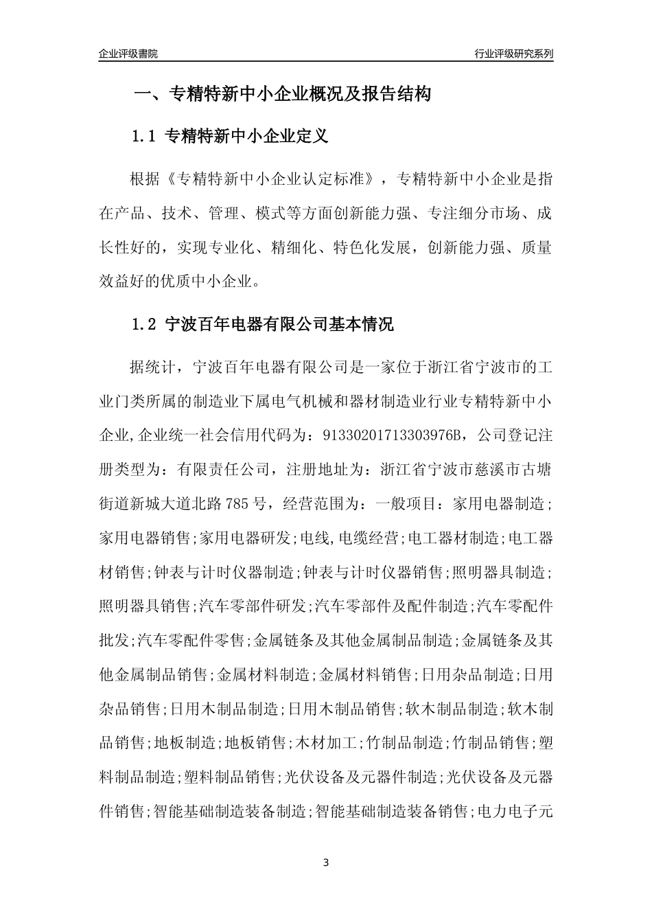 [专精特新]宁波百年电器有限公司行业竞争力评级分析报告(2023版)_第3页
