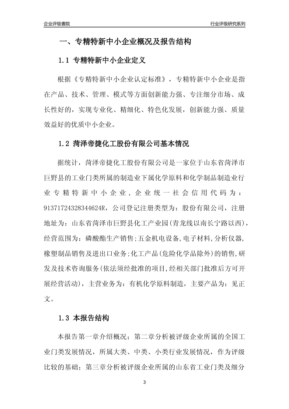 [专精特新]菏泽帝捷化工股份有限公司行业竞争力评级分析报告(2023版)_第3页
