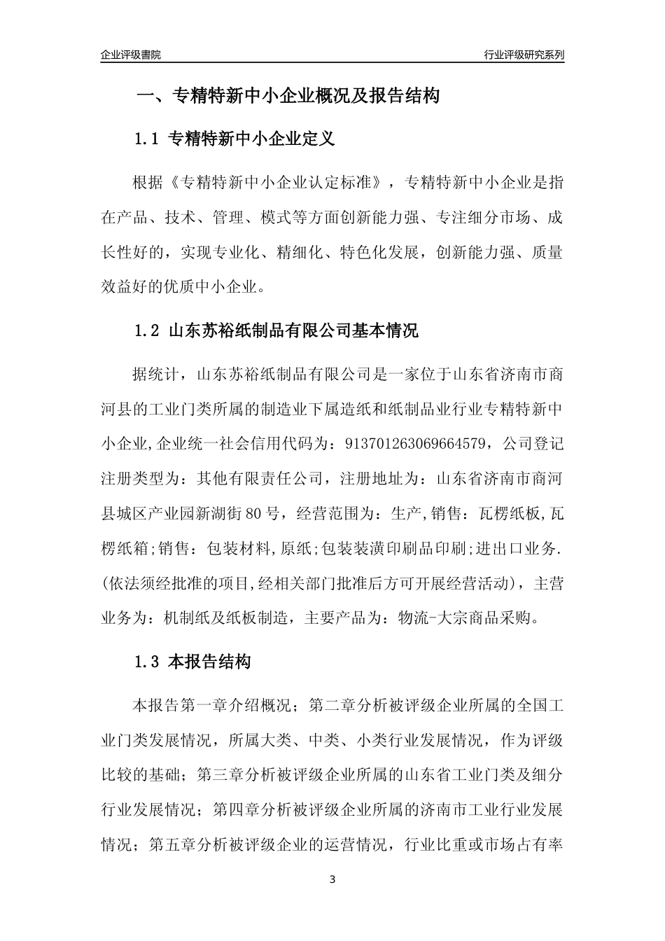 [专精特新]山东苏裕纸制品有限公司行业竞争力评级分析报告(2023版)_第3页