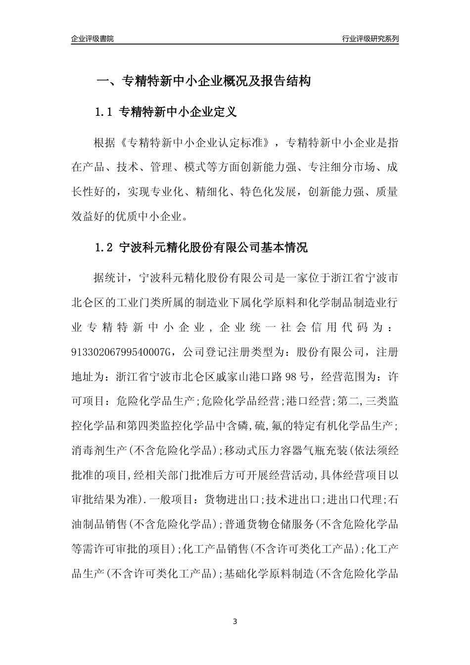 [专精特新]宁波科元精化股份有限公司行业竞争力评级分析报告(2023版)_第3页