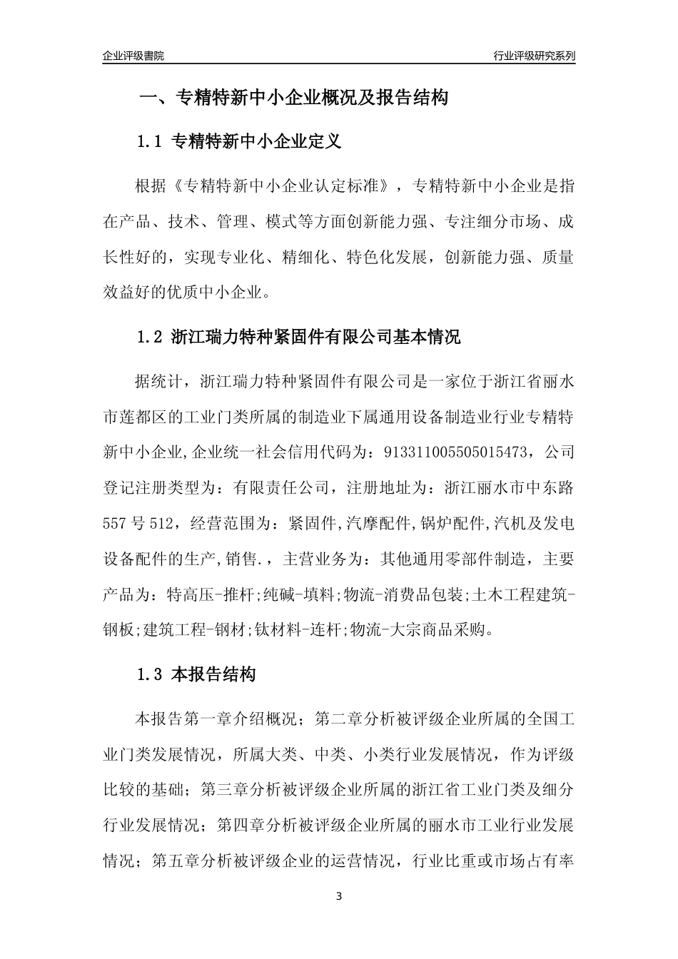 [专精特新]浙江瑞力特种紧固件有限公司行业竞争力评级分析报告(2023版)_第3页