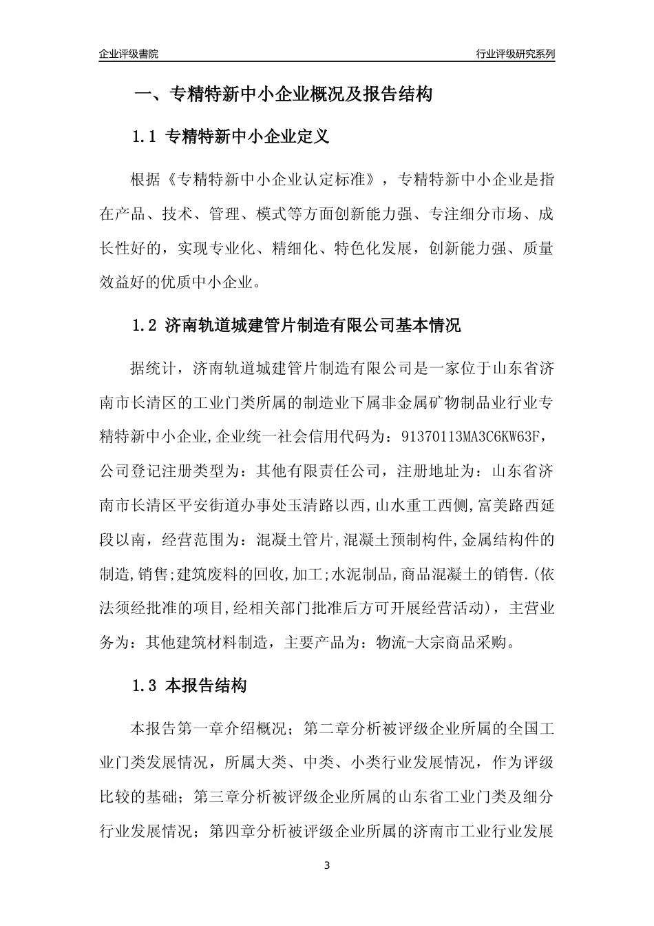 [专精特新]济南轨道城建管片制造有限公司行业竞争力评级分析报告(2023版)_第3页