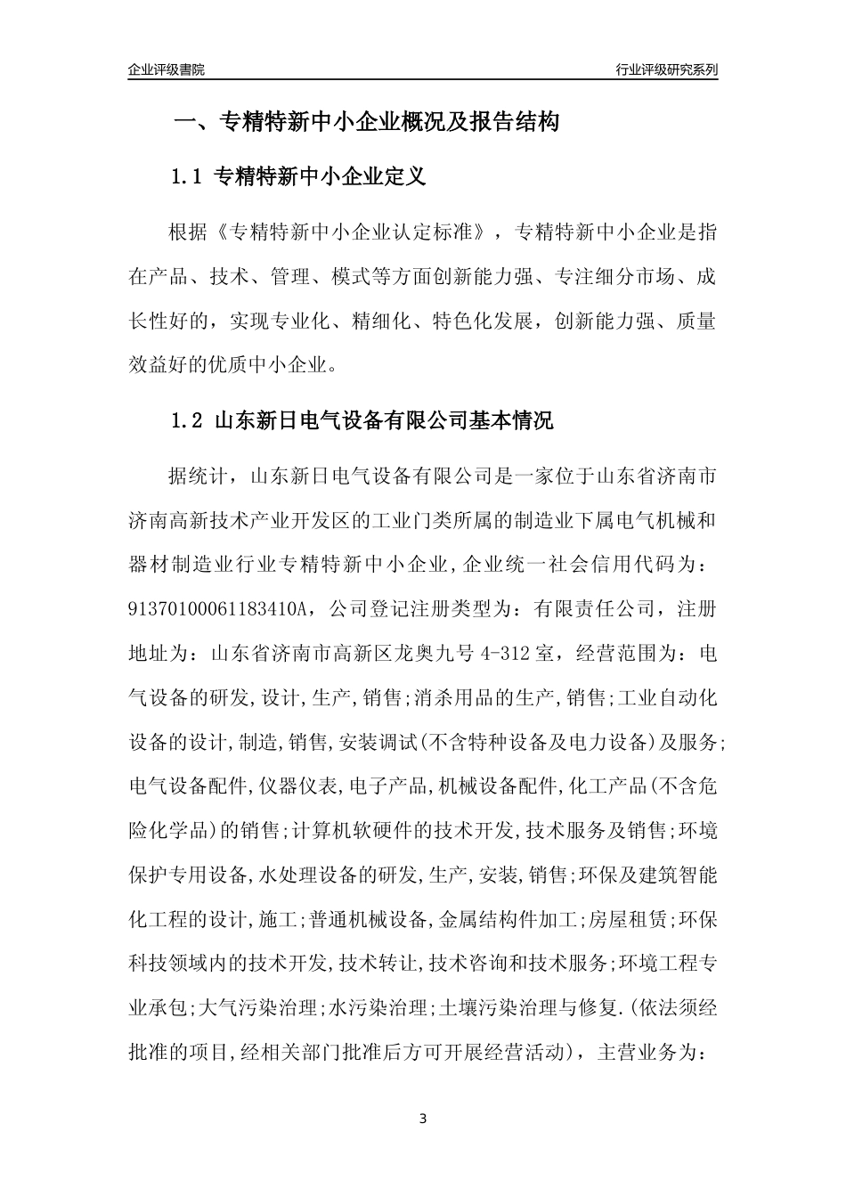 [专精特新]山东新日电气设备有限公司行业竞争力评级分析报告(2023版)_第3页