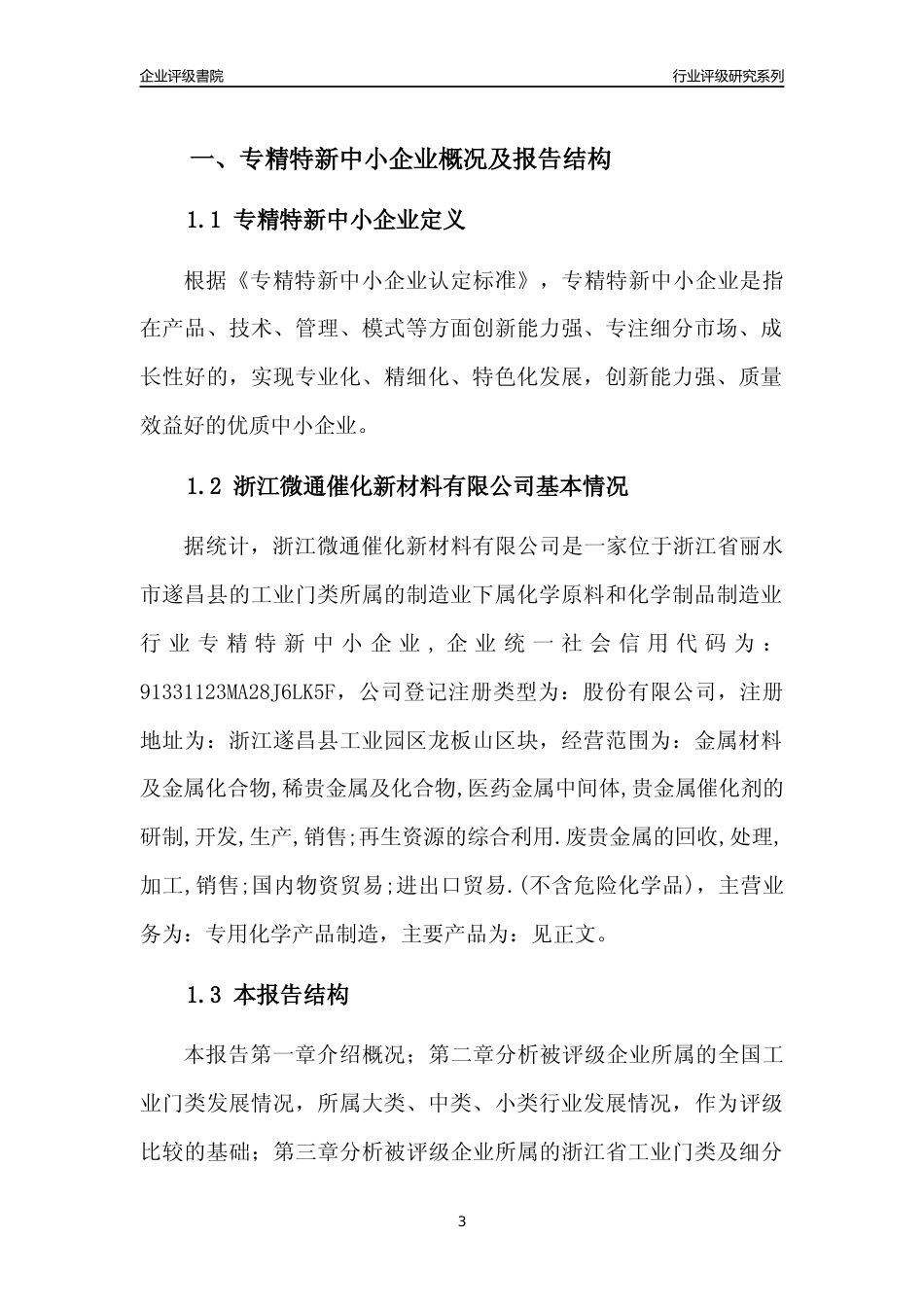 [专精特新]浙江微通催化新材料有限公司行业竞争力评级分析报告(2023版)_第3页