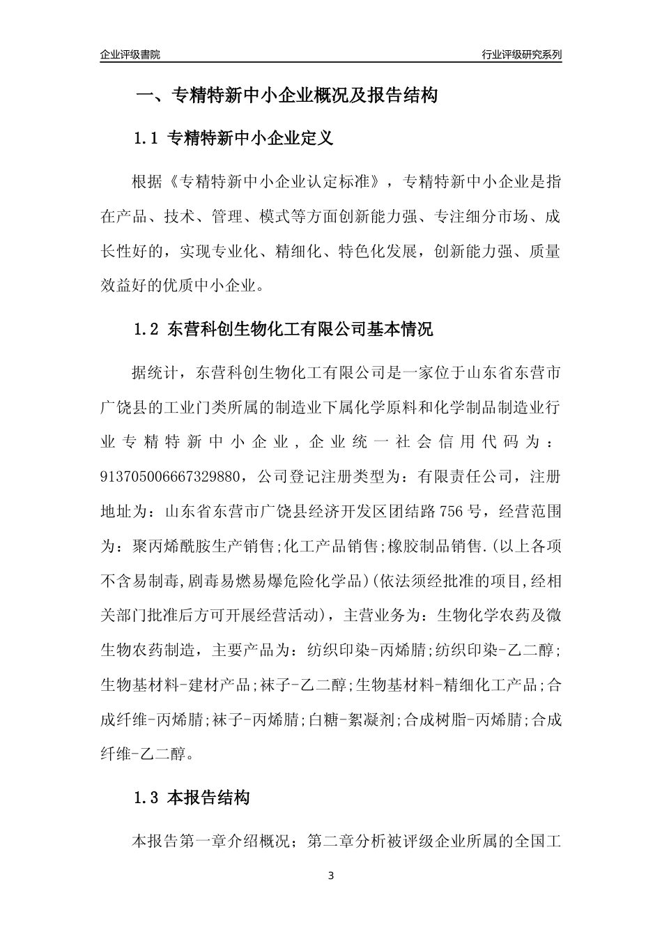 [专精特新]东营科创生物化工有限公司行业竞争力评级分析报告(2023版)_第3页