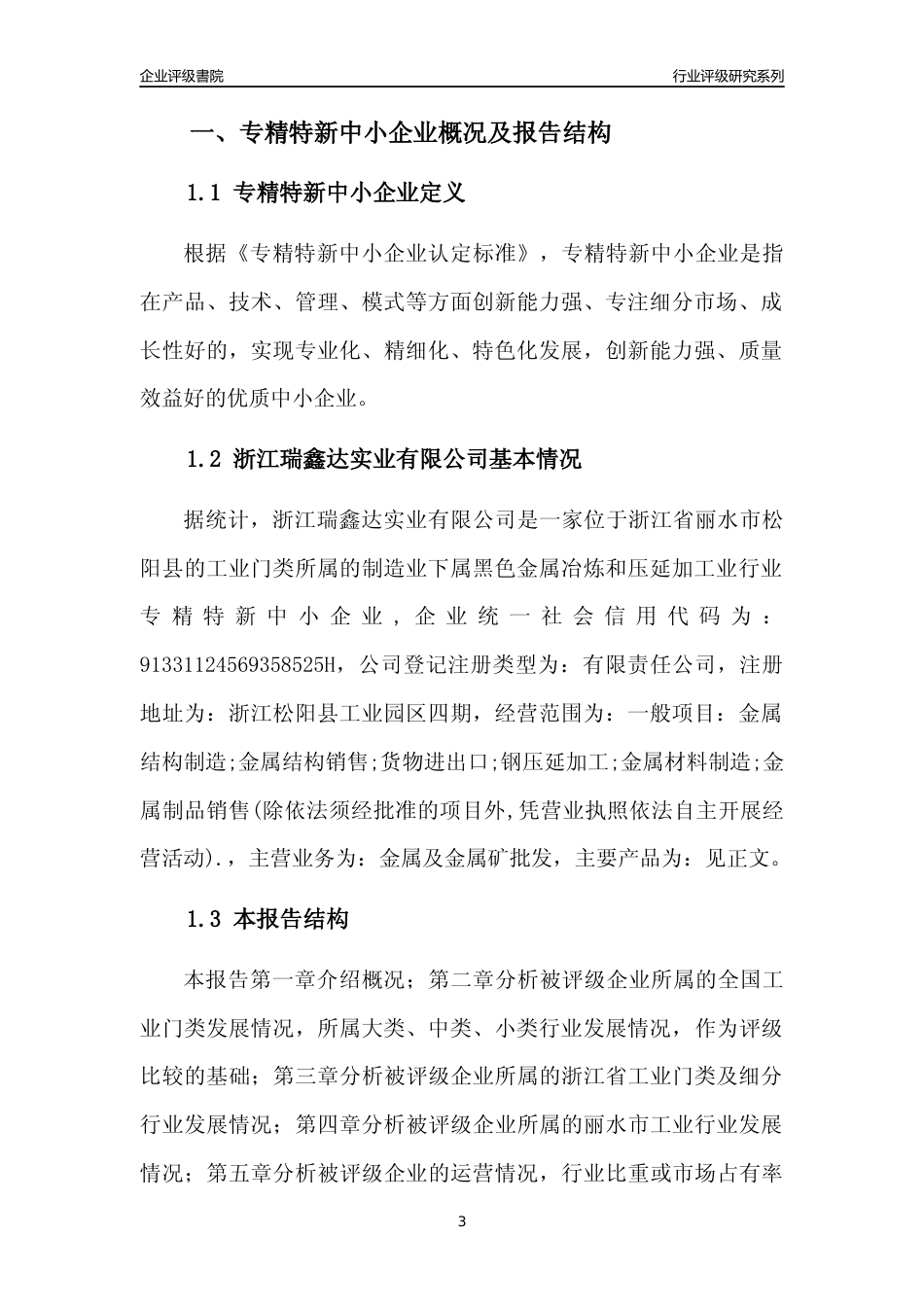 [专精特新]浙江瑞鑫达实业有限公司行业竞争力评级分析报告(2023版)_第3页