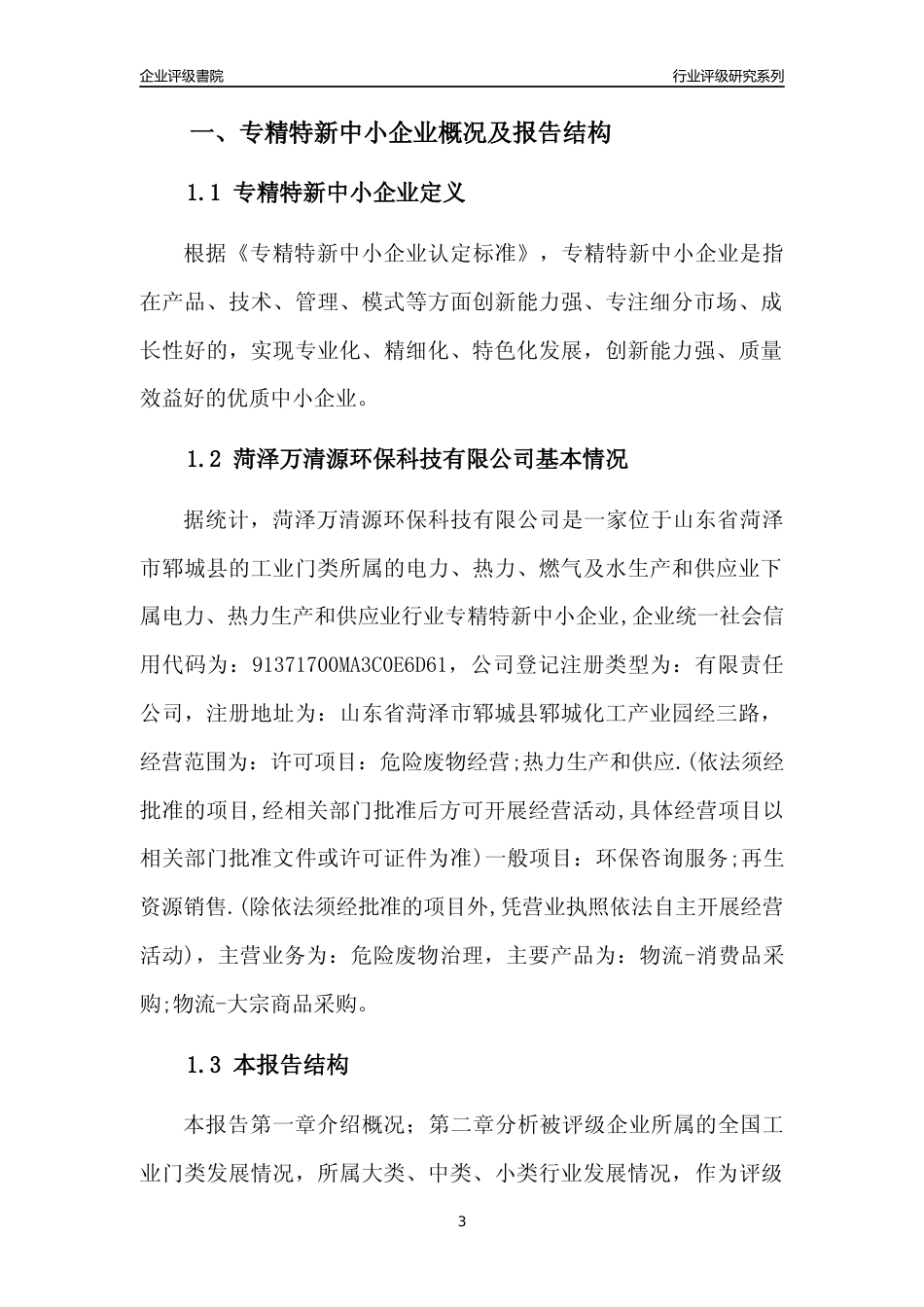 [专精特新]菏泽万清源环保科技有限公司行业竞争力评级分析报告(2023版)_第3页