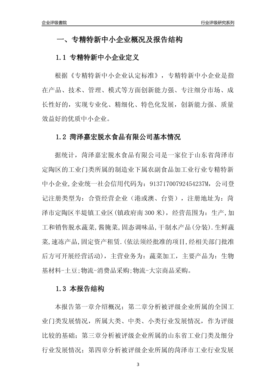[专精特新]菏泽嘉宏脱水食品有限公司行业竞争力评级分析报告(2023版)_第3页