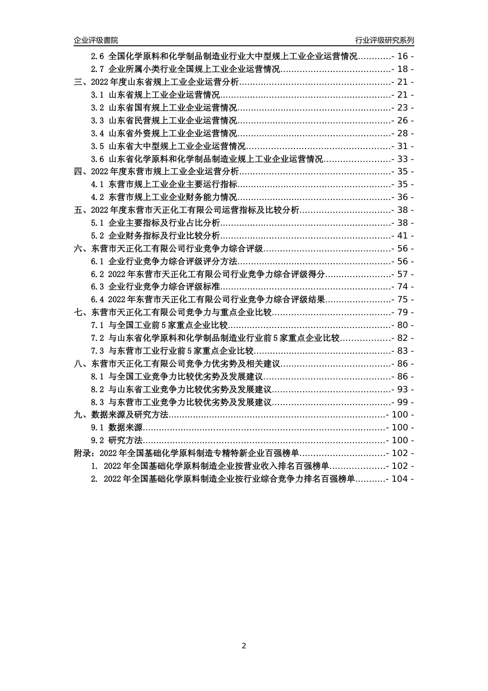 [专精特新]东营市天正化工有限公司行业竞争力评级分析报告(2023版)_第2页