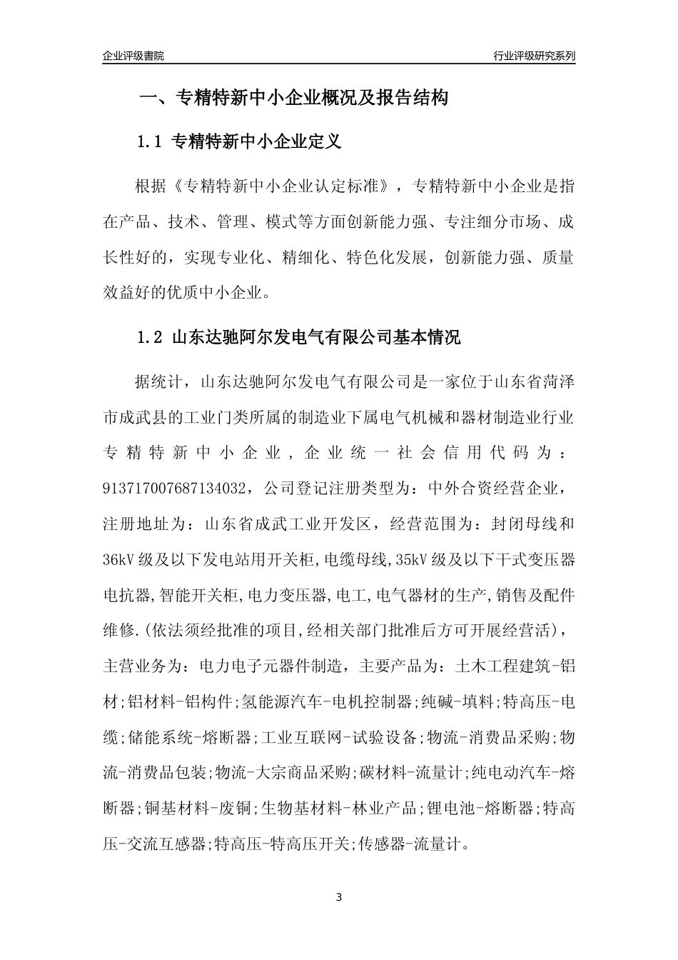 [专精特新]山东达驰阿尔发电气有限公司行业竞争力评级分析报告(2023版)_第3页