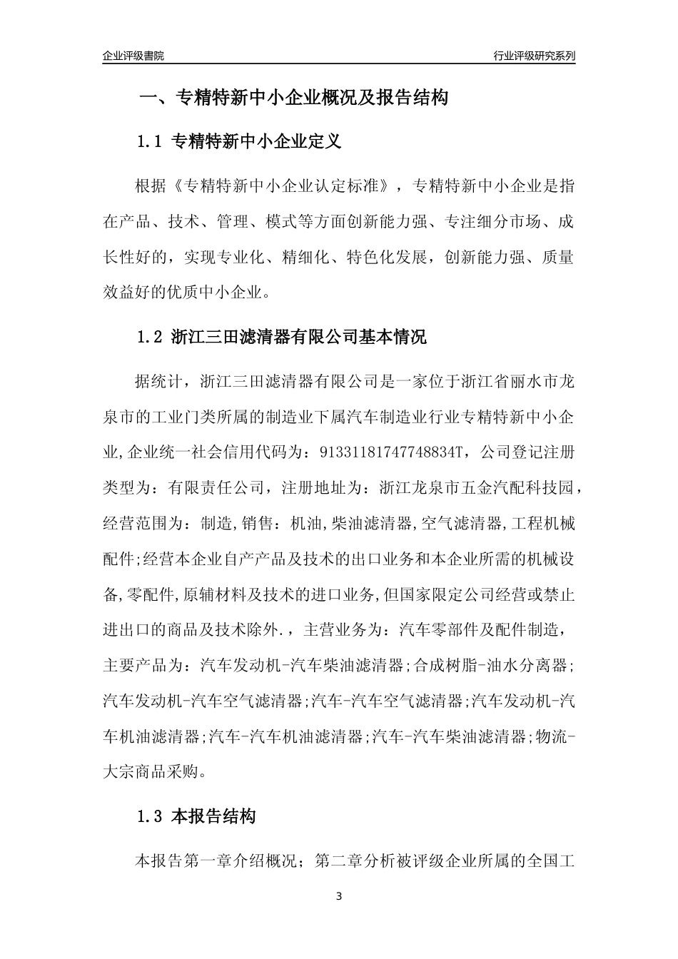 [专精特新]浙江三田滤清器有限公司行业竞争力评级分析报告(2023版)_第3页