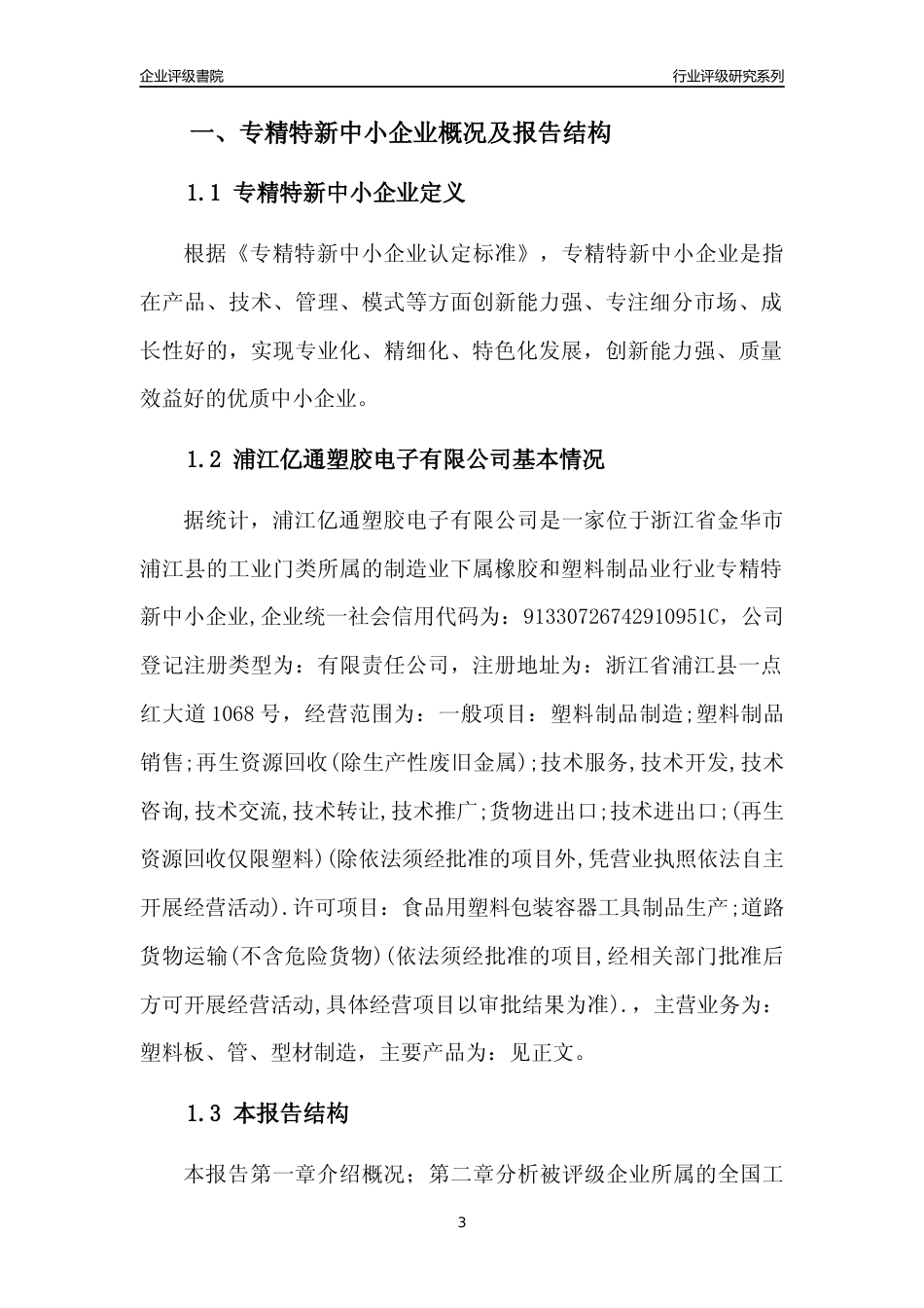 [专精特新]浦江亿通塑胶电子有限公司行业竞争力评级分析报告(2023版)_第3页