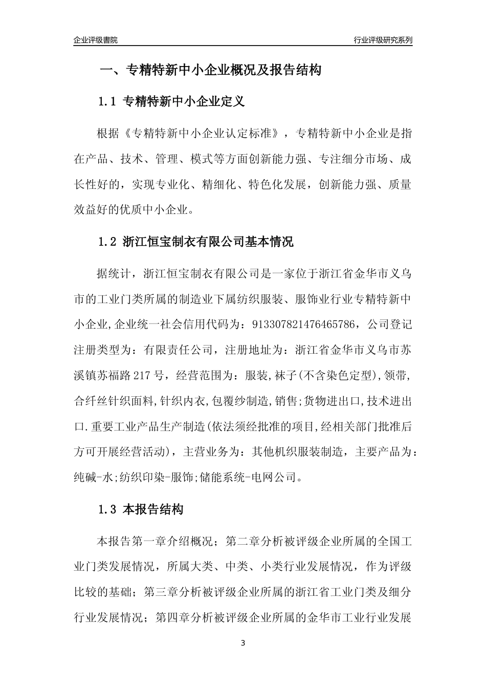 [专精特新]浙江恒宝制衣有限公司行业竞争力评级分析报告(2023版)_第3页