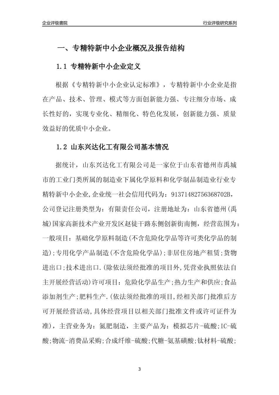 [专精特新]山东兴达化工有限公司行业竞争力评级分析报告(2023版)_第3页