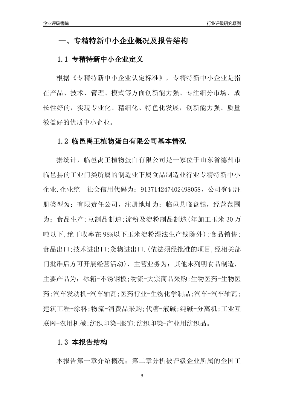 [专精特新]临邑禹王植物蛋白有限公司行业竞争力评级分析报告(2023版)_第3页