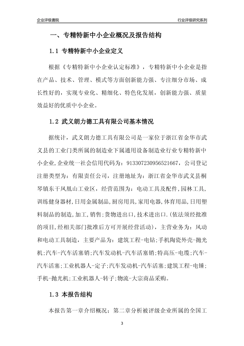 [专精特新]武义朗力德工具有限公司行业竞争力评级分析报告(2023版)_第3页