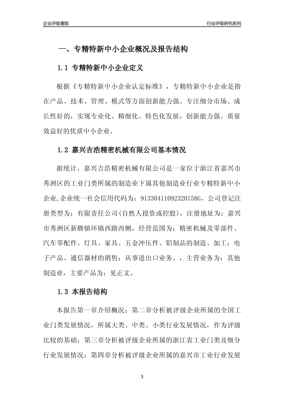[专精特新]嘉兴吉浩精密机械有限公司行业竞争力评级分析报告(2023版)_第3页