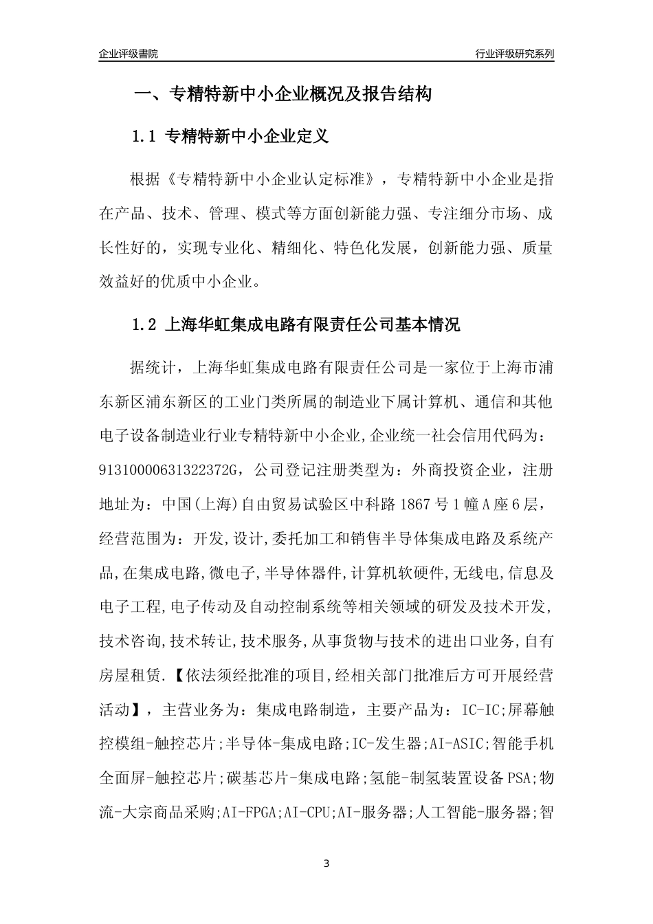 [专精特新]上海华虹集成电路有限责任公司行业竞争力评级分析报告(2023版)_第3页