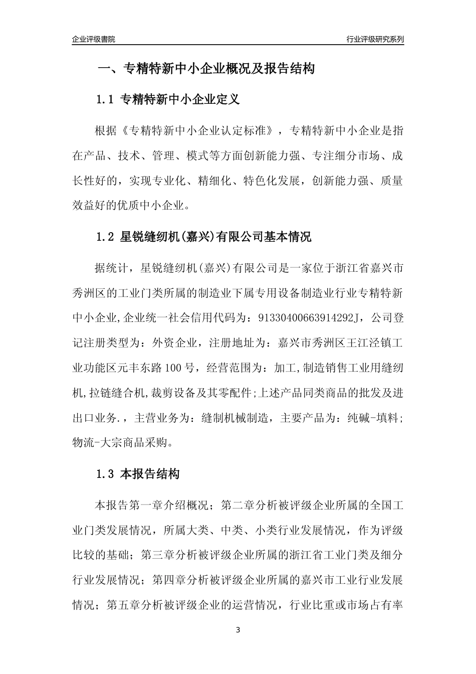 [专精特新]星锐缝纫机(嘉兴)有限公司行业竞争力评级分析报告(2023版)_第3页
