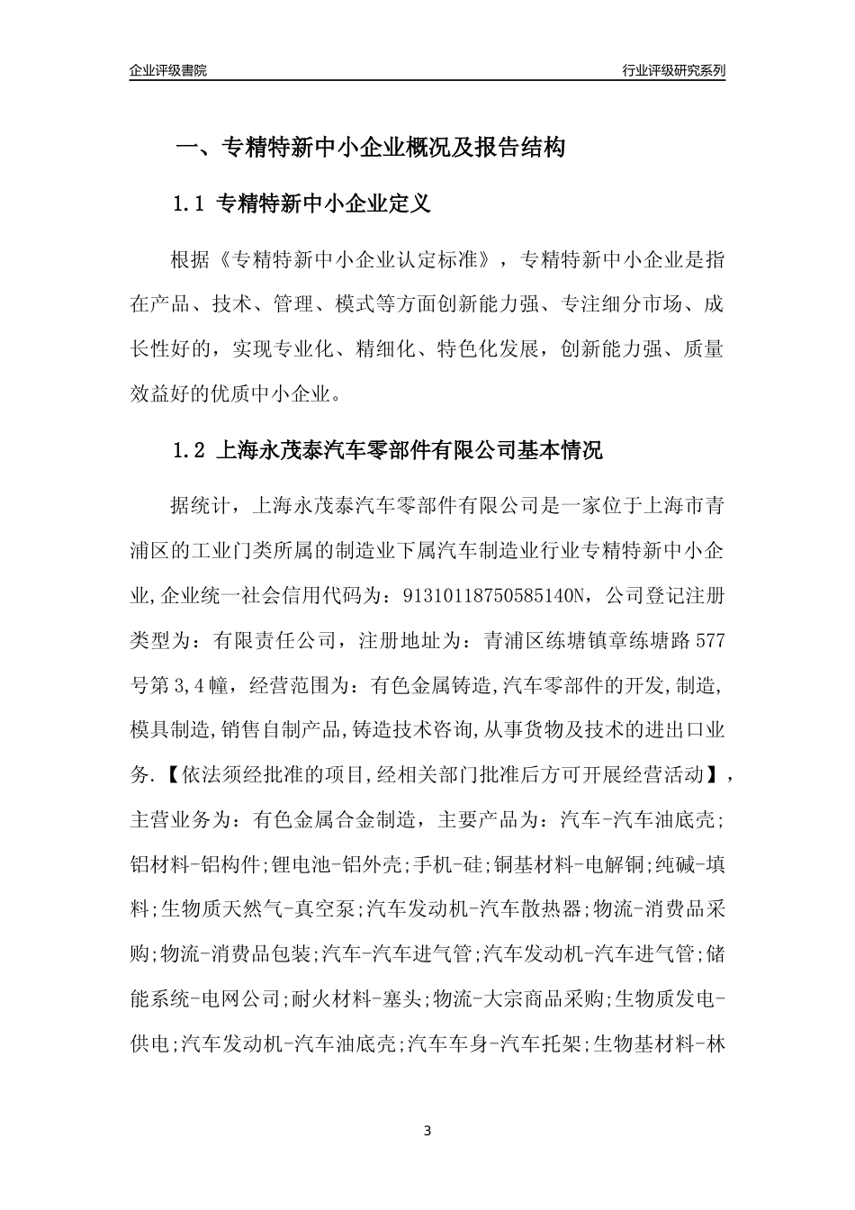 [专精特新]上海永茂泰汽车零部件有限公司行业竞争力评级分析报告(2023版)_第3页