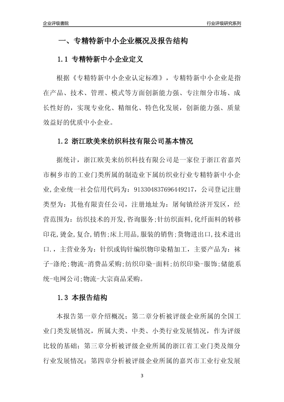 [专精特新]浙江欧美来纺织科技有限公司行业竞争力评级分析报告(2023版)_第3页